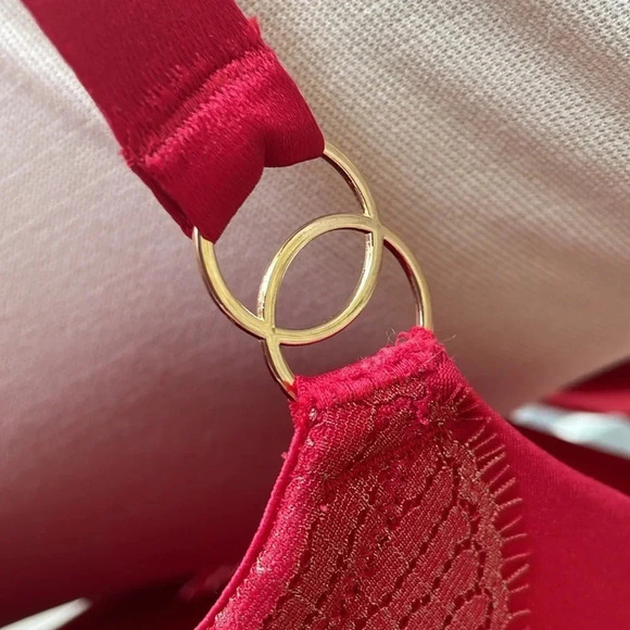 Cacique Red Boost Plunge Appliqué  Underwire Bra - Picture 12 of 13